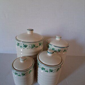 Set Of 3 Vintage Himark Ivy Tyme Ceramic Canisters Containers With Lids *GREAT*